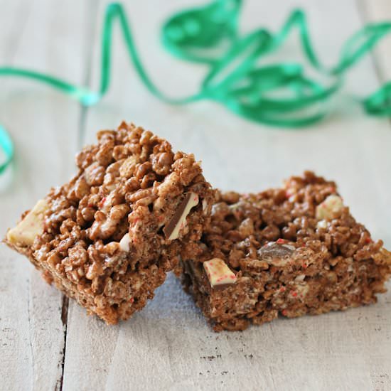 Peppermint Bark Rice Krispie Treats
