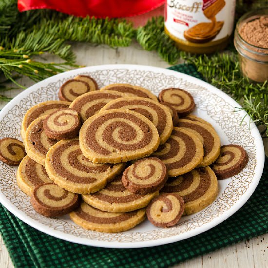 Chocolate Biscoff Pinwheel Cookies