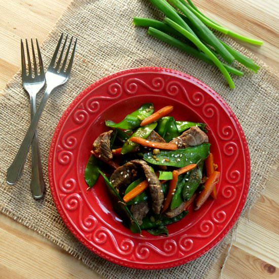 Sesame Beef Strips and Stir Fry