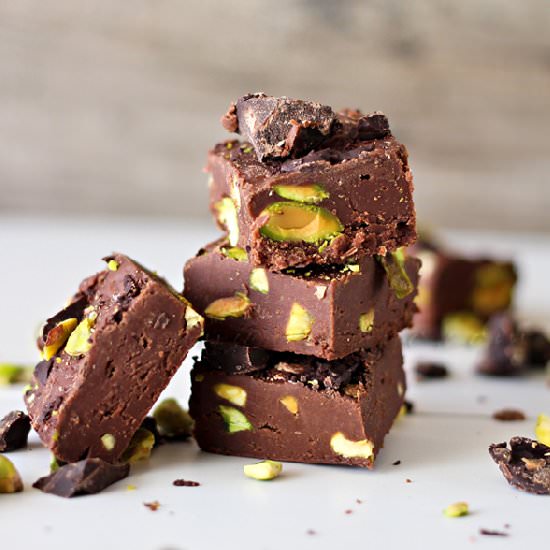 Dark Chocolate Pistachio Fudge