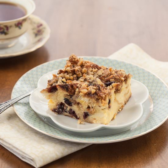 Eggnog Cranberry Bread Pudding