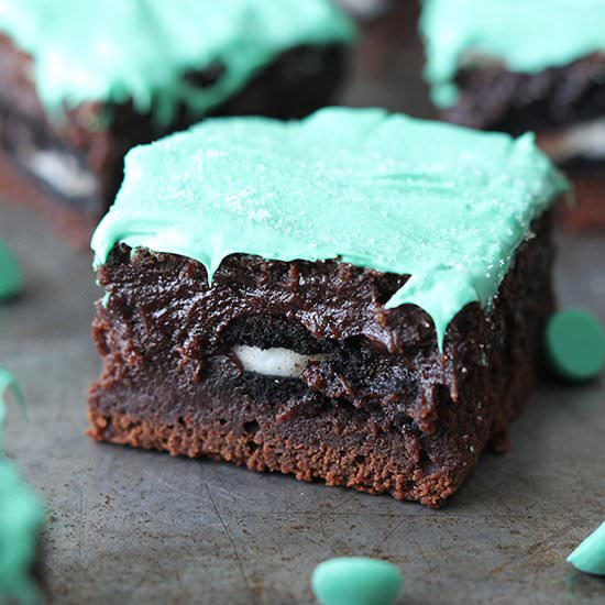 Oreo Stuffed Mint Chocolate Brownie