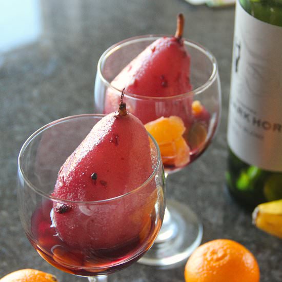 Cardamom Poached Pears in Red Wine