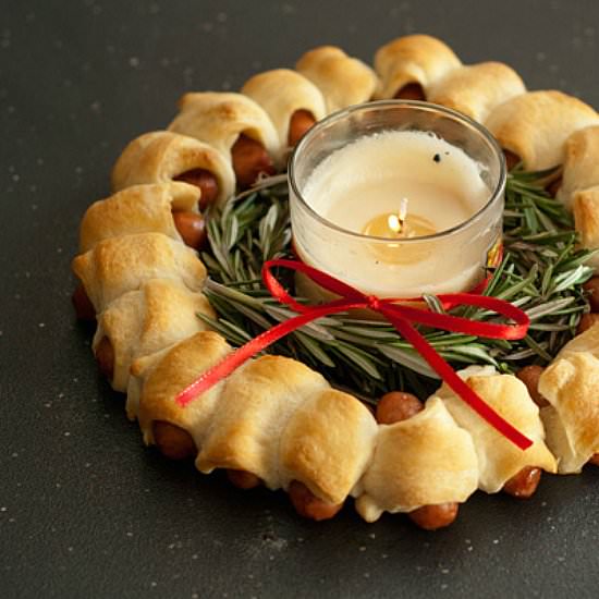Pigs in a Blanket Holiday Wreath