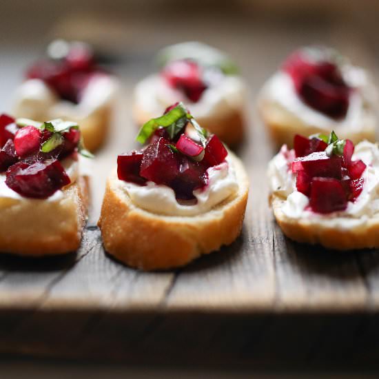 Beet Bruschetta with Basil