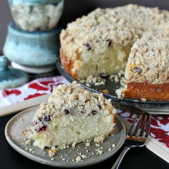 Cranberry Eggnog Crumb Coffee Cake