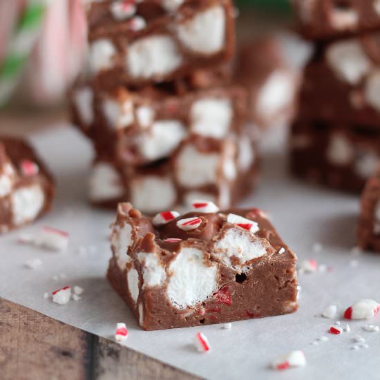 Candy Cane Marshmallow Fudge