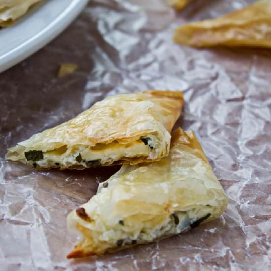 Three Cheese Phyllo Triangles