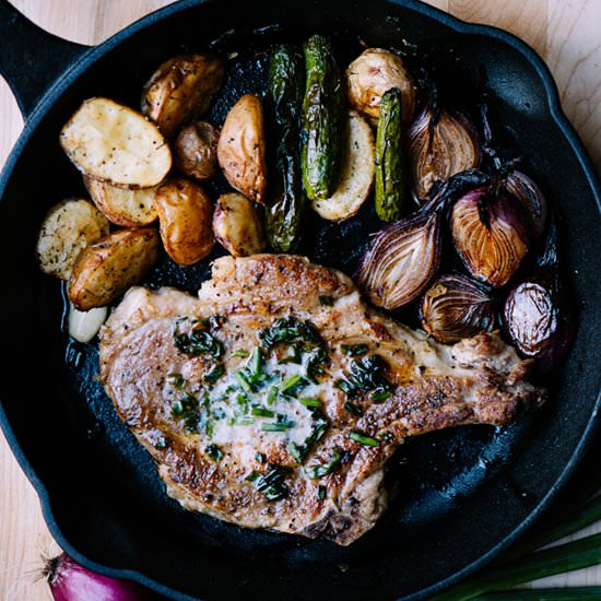 Pork Chop with Chive Butter