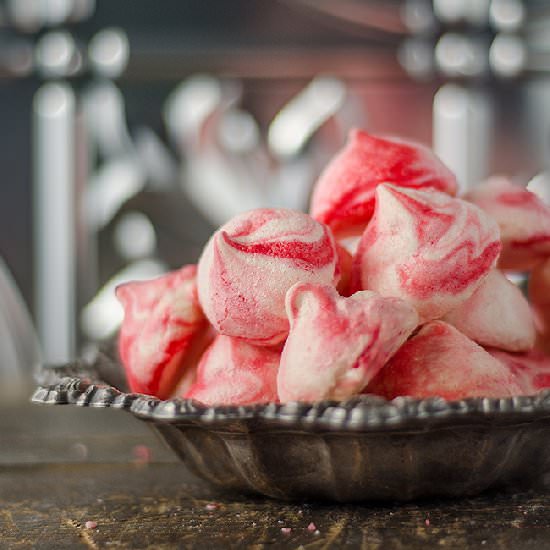 Candy Cane Meringues