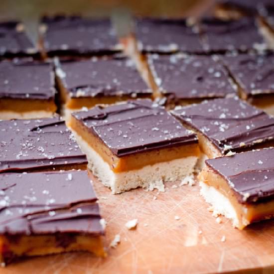 Salted caramel chocolate squares