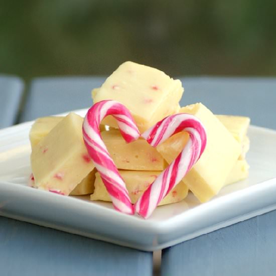 White Chocolate Candy Cane Fudge