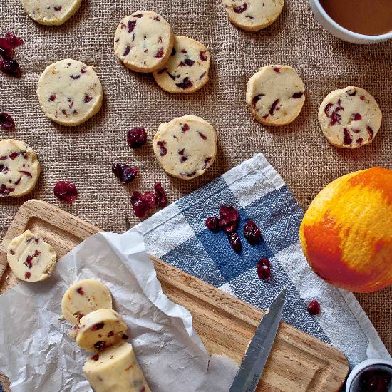 Cranberry orange shortbread cookies