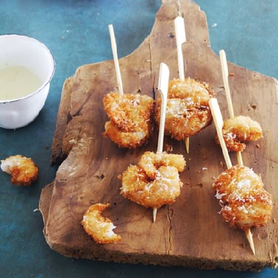 Caribbean shrimp lollipops