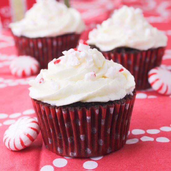 Chocolate Peppermint Swirl Cupcakes