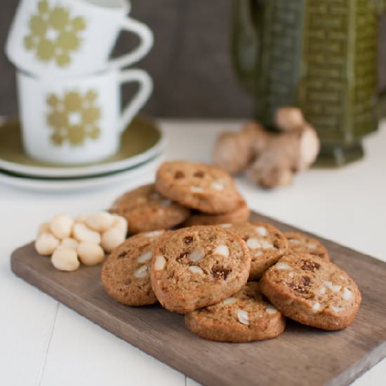 Ginger, Fig & Macadamia Cookies