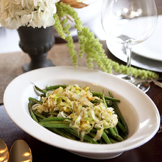 Green Beans with Carmelized Leeks