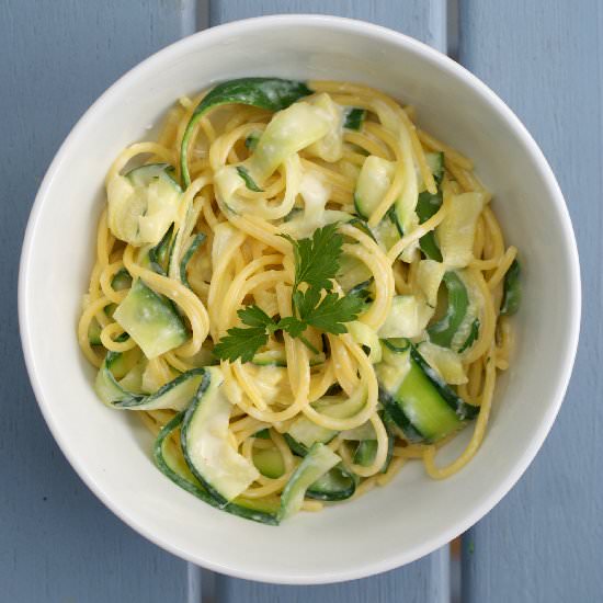Zucchini Creme Fraiche Spaghetti