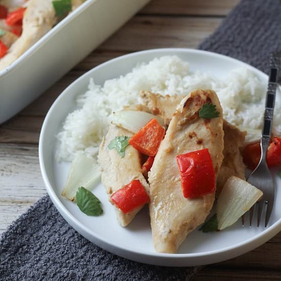 Thai Peanut Chicken Bake