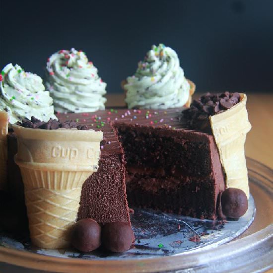 Ice Cream Cone Christmas Tree Cake