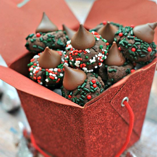 Chocolate Kissed Sprinkle Cookies