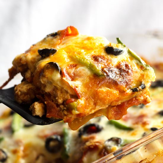 Turkey Zucchini Pizza Lasagna