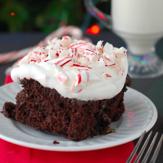 Chocolate Peppermint Poke Cake