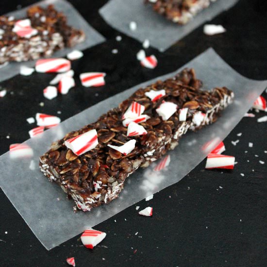 Chocolate Candy Cane Granola Bars