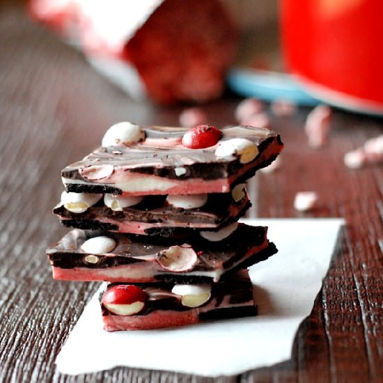 Peppermint M & M Chocolate Bark