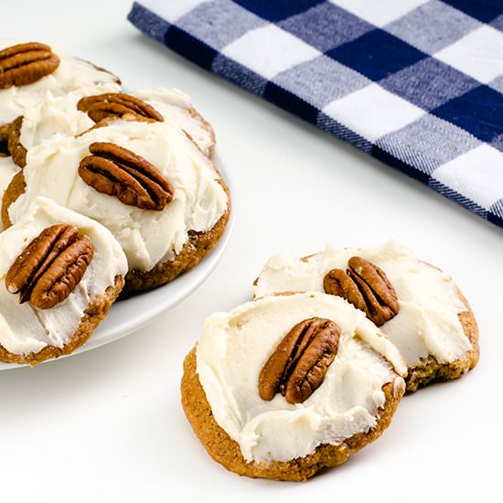 Rum-Frosted Pecan Shortbread Cookie