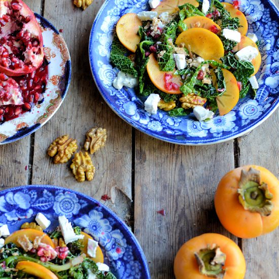 Kale, Pomegranate & Persimmon Salad