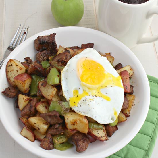 Steak and Potato Hash with Egg