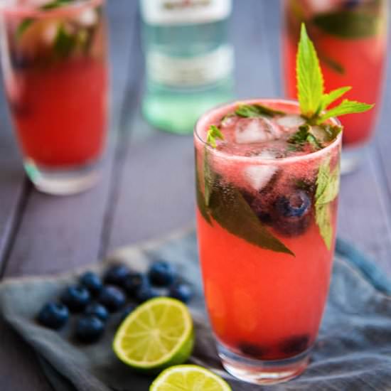Watermelon and Blueberry Mojito
