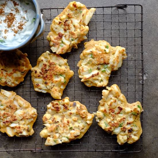 Cauliflower Fritters with Tzatziki