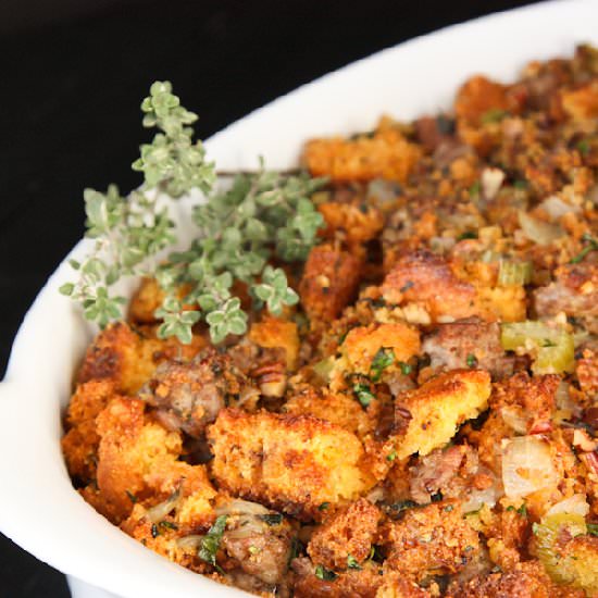 Cornbread with Sausage and Pecans