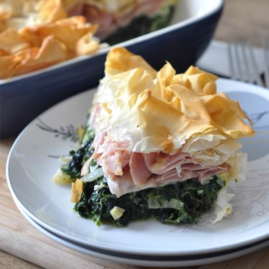 Spinach and Ham Filo Pie