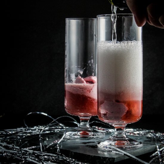 Raspberry Sherbet Champagne Floats