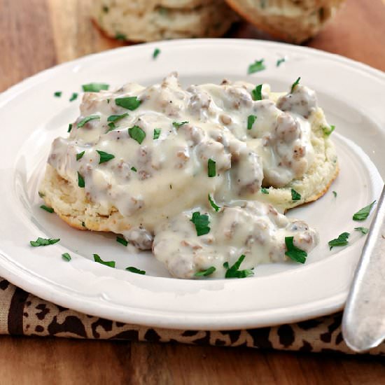 Herbed Biscuits with Sausage Gravy