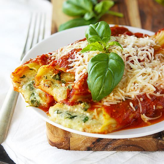 Cheesy Meatless Manicotti