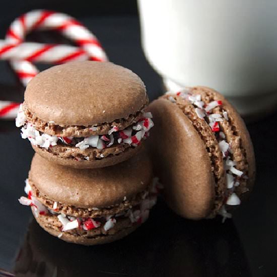 Chocolate peppermint macarons