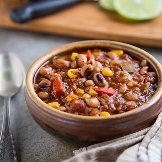 Blackeyed Pea Chili Quinoa Corn