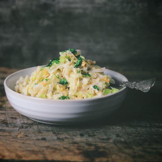 Braised Cabbage with Red Lentils