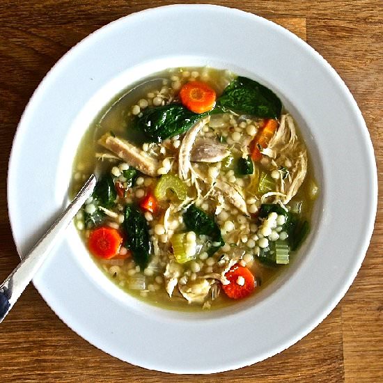 Turkey Soup with Couscous & Spinach