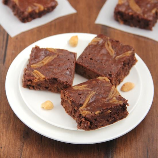 Fudgy Double Peanut Butter Brownies