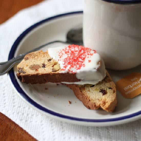 White Chocolate Dipped Biscotti