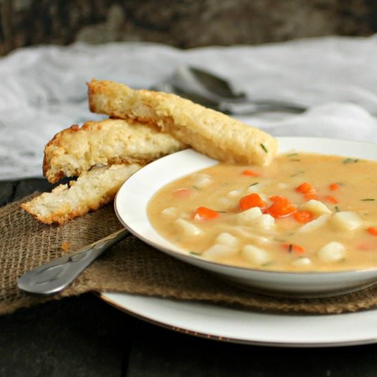 Chunky Veggie Soup w/Gruyere Toast