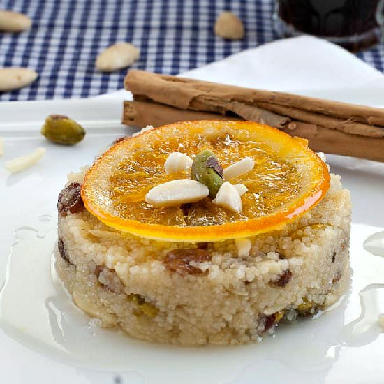 Couscous Pudding w/ Candied Oranges