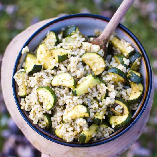 Roasted Zucchini Rice Salad