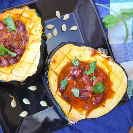 Chili Stuffed Acorn Squash