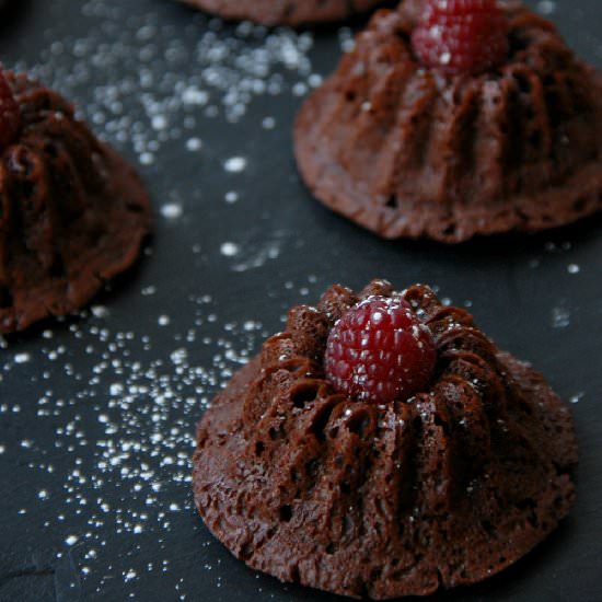 Flourless Chocolate Raspberry Cakes